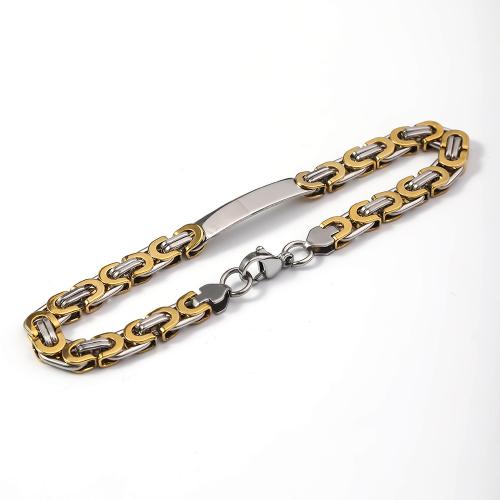 304 rostfritt stål Armband, plated, mode smycken & för människan, 220x6.50mm, Säljs av PC