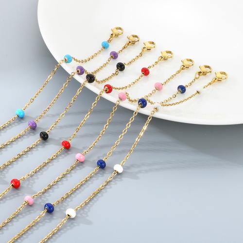 Anklet i rostfritt stål, 304 rostfritt stål, guldfärg pläterade, mode smycken & emalj, fler färger för val, Säljs av PC