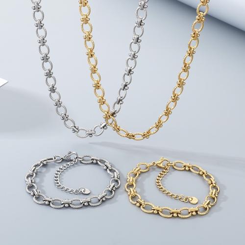 Roestvrij staal sieraden sets, armband & halsketting, 304 roestvrij staal, gold plated, mode sieraden, meer kleuren voor de keuze, Verkocht door PC