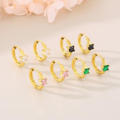 Huggie Korg Örhänge, 304 rostfritt stål, med Glas, guldfärg pläterade, mode smycken, fler färger för val, Säljs av Par