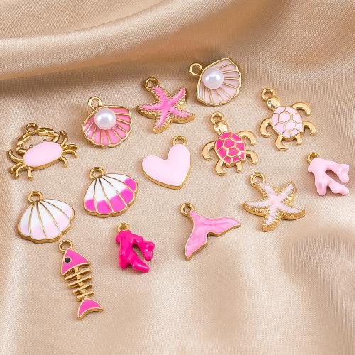 Zink legering emalj hängen, Zink Alloy, med Plast Pearl, plated, DIY, fler färger för val, 100PC/Bag, Säljs av Bag