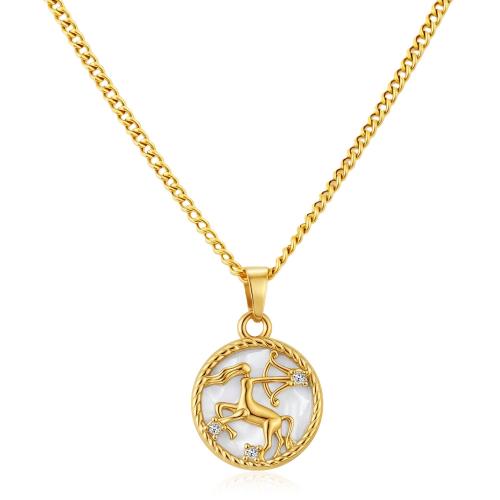 Stainless Steel smycken halsband, 304 rostfritt stål, 12 Tecken på Zodiac, plated, mode smycken & med strass, fler färger för val, Säljs av PC