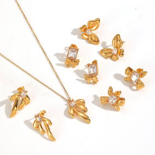 Cubic Zirconia Stainless Steel smycken, Stud Örhänge, 304 rostfritt stål, plated, mode smycken & micro bana cubic zirconia, fler färger för val, Säljs av PC