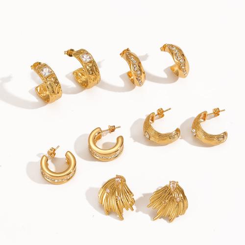 Rostfritt stål Stud Örhängen, 304 rostfritt stål, plated, mode smycken & med strass, fler färger för val, Säljs av Par