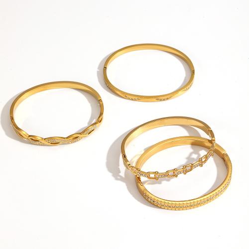 Rostfritt stål Armring, 304 rostfritt stål, plated, mode smycken & med strass, fler färger för val, Säljs av PC