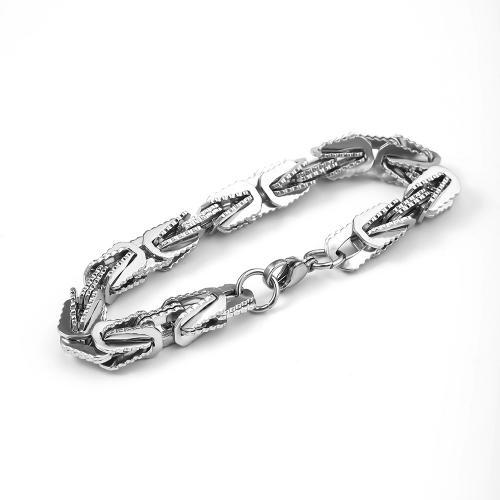 304 rostfritt stål Armband, mode smycken & för människan, ursprungliga färgen, 220x10mm, Säljs av PC