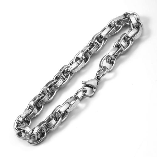 304 rostfritt stål Armband, mode smycken & för människan, ursprungliga färgen, 220x8mm, Säljs av PC