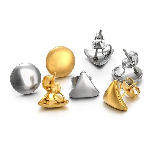 Rostfritt stål Stud Örhängen, 304 rostfritt stål, guldfärg pläterade, mode smycken, fler färger för val, 10PC/Bag, Säljs av Bag