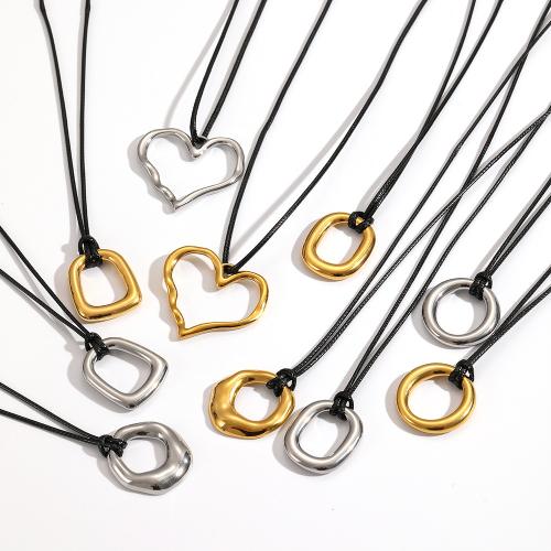 Nerezová ocel šperky náhrdelník, 304 Stainless Steel, s Vosk, módní šperky, více barev na výběr, Prodáno By PC