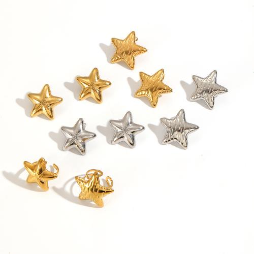 Nerezová ocel šperky Soupravy, Stud náušnice & prst prsten, 304 Stainless Steel, módní šperky, více barev na výběr, Prodáno By Pair