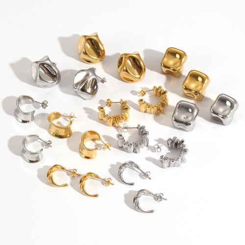 Nerezová ocel náušnice, 304 Stainless Steel, módní šperky, více barev na výběr, Prodáno By Pair