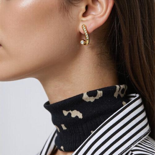 Rostfritt stål Stud Örhängen, 304 rostfritt stål, plated, mode smycken & med strass, fler färger för val, Säljs av Par