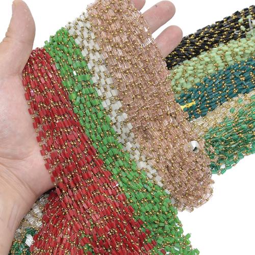 Decorative Beaded Chain Brass with Crystal DIY Sold By Lot