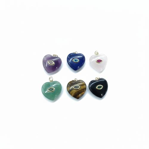 Jalokivi riipuksia koruja, kanssa Messinki, Sydän, päällystetty, tee-se-itse, enemmän värejä valinta, nikkeli, lyijy ja kadmium vapaa, 20mm, Myymät PC