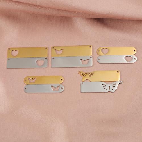 Stainless Steel Tag Charm 304 Stainless Steel gold color plated DIY & double-hole & hollow Sold By PC