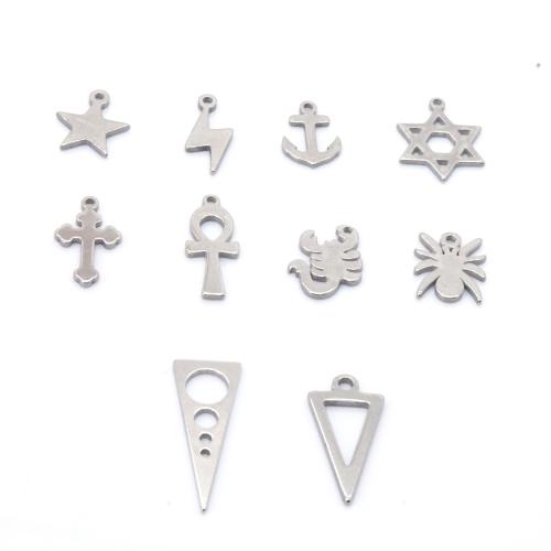 Nerezová ocel Šperky Přívěsky, 304 Stainless Steel, barva pozlacený, DIY, stříbro, 100PC/Bag, Prodáno By Bag