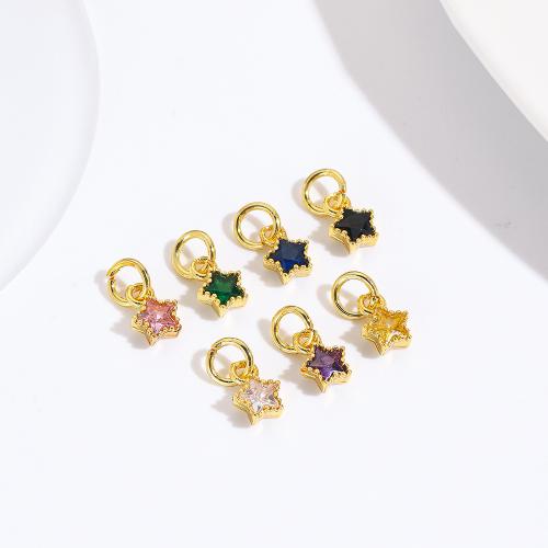 Pendenti di ottone di Cubic Zirconia (CZ), placcato, DIY & Micro spianare cubic zirconia, nessuno, assenza di nichel,piombo&cadmio, 5PC/borsa, Venduto da borsa