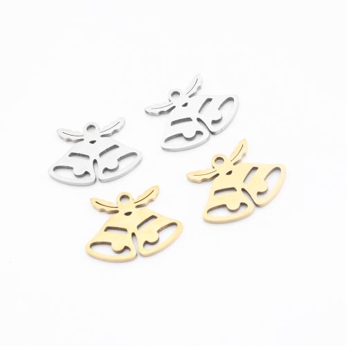 Rozsdamentes acél Ékszerek Medálok, 304 rozsdamentes acél, Christmas Bell, galvanizált, DIY & üreges, több színt a választás, 12x15x1mm, Által értékesített PC