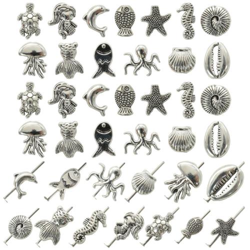 Perles animaux en alliage de zinc, Plaqué de couleur d'argent, DIY & styles différents pour le choix, Vendu par PC