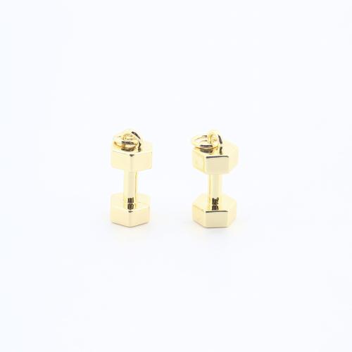 Brass Korut Riipukset, Messinki, Barbell, päällystetty, tee-se-itse, kultainen, nikkeli, lyijy ja kadmium vapaa, 16x7x7mm, Myymät PC