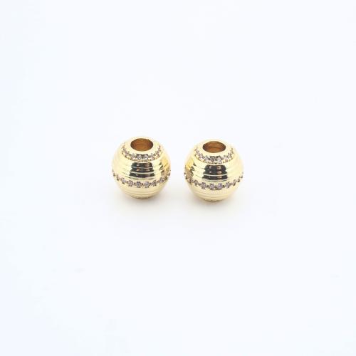 Messing kralen met micro-paved kubieke zirconia's, plated, DIY & micro pave zirconia, gouden, nikkel, lood en cadmium vrij, 10x11x11mm, Verkocht door PC