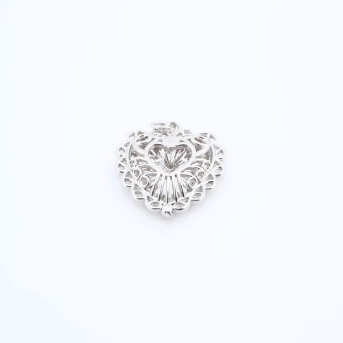 Messinki riipus Havainnot, Sydän, päällystetty, tee-se-itse, hopea, nikkeli, lyijy ja kadmium vapaa, 22x20x4mm, Myymät PC