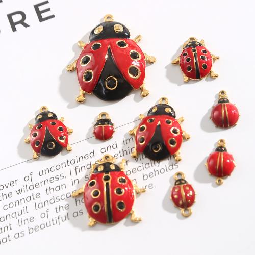Colgantes de Acero Inoxidable, acero inoxidable 304, Mariquita, chapado, Bricolaje & esmalte, más colores para la opción, 100PCs/Bolsa, Vendido por Bolsa