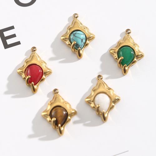 Gemstone Přívěsky Šperky, 304 Stainless Steel, s Přírodní kámen, á, DIY, více barev na výběr, 10PC/Bag, Prodáno By Bag