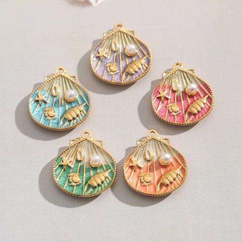 Stainless Steel korut Riipukset, 304 Stainless Steel, kanssa Muovi Pearl, Kuori, päällystetty, tee-se-itse, enemmän värejä valinta, 10PC/laukku, Myymät laukku