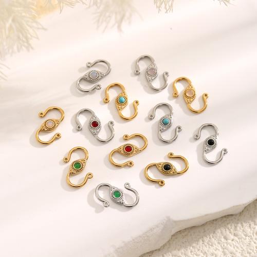 Edelstahl-Schmuck-Verschluss, 304 Edelstahl, mit Naturstein, plattiert, DIY, keine, 100PCs/Tasche, verkauft von Tasche