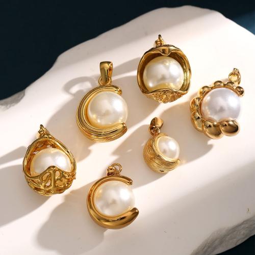 Stainless Steel korut Riipukset, 304 Stainless Steel, kanssa Muovi Pearl, päällystetty, tee-se-itse, enemmän värejä valinta, 10PC/laukku, Myymät laukku