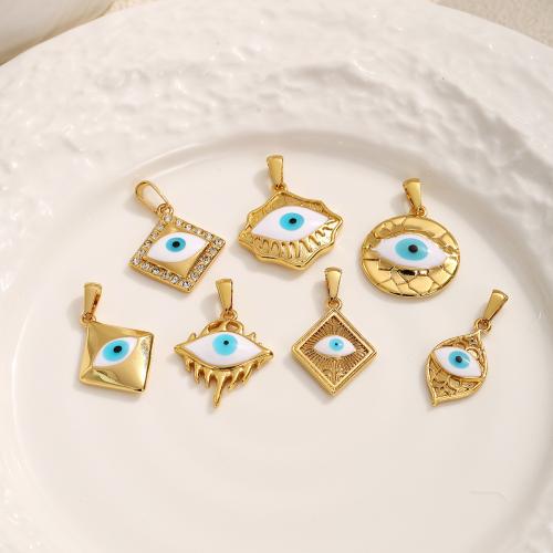 Evil Eye Hangers, 304 roestvrij staal, gold plated, DIY & glazuur, meer kleuren voor de keuze, 10pC's/Bag, Verkocht door Bag
