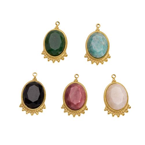Bijoux Pendentifs en pierres gemmes, Acier inoxydable 304, avec Pierre naturelle, Placage, DIY, plus de couleurs à choisir, 10PC/sac, Vendu par sac