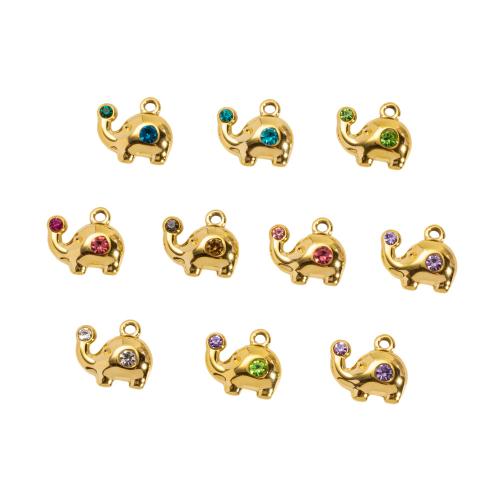 Nerezová ocel zvířat Přívěsky, 304 Stainless Steel, Slon, DIY & s drahokamu, více barev na výběr, 10PC/Bag, Prodáno By Bag