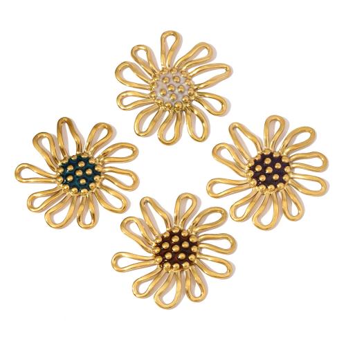 ステンレススチールフラワーペンダント, 304ステンレススチール, デイジー, メッキ, DIY & エナメル, 無色, 3パソコン/バッグ, 売り手 バッグ