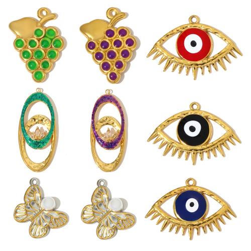 Ciondoli gioielli in acciaio inox, 304 acciaio inox, with Perle di plastica ABS, placcato, DIY & smalto & con strass, nessuno, 3PC/borsa, Venduto da borsa