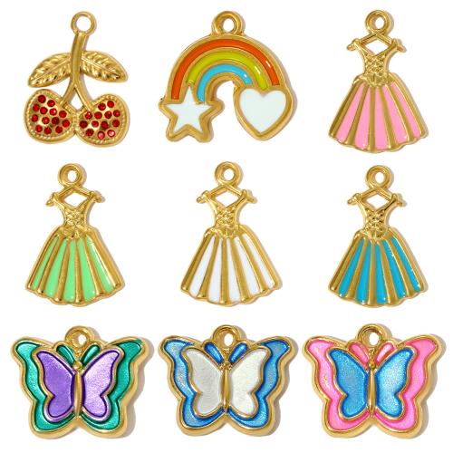 Ciondoli gioielli in acciaio inox, 304 acciaio inox, placcato, DIY & smalto & con strass, nessuno, 3PC/borsa, Venduto da borsa