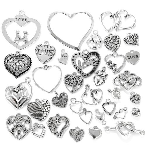 Zinek srdce Přívěsky, starožitné barva postříbřená, DIY & různé styly pro výběr, Prodáno By PC