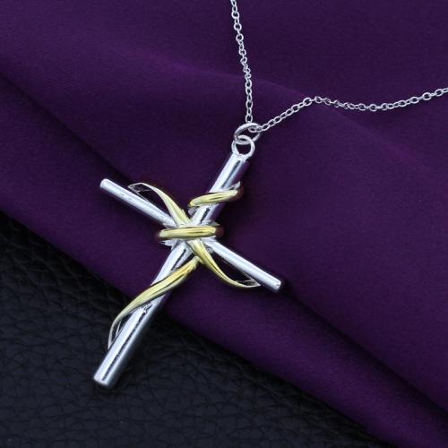 Brass Cross Pendants plated DIY Sold By PC