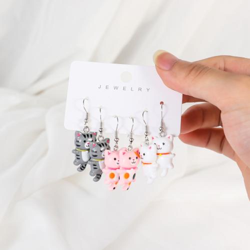 Sinc Alloy Earring Socraigh, Cat, plátáilte, stíleanna éagsúla do rogha & do bhean & cruan, Díolta De réir Socraigh