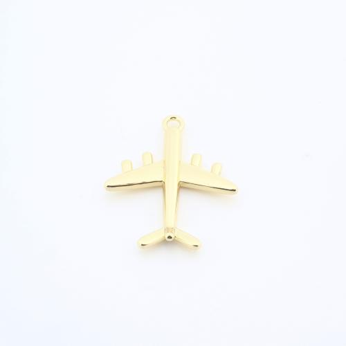 Monili d'ottone Ciondoli, ottone, aroplano, placcato, DIY, dorato, assenza di nichel,piombo&cadmio, 28x23x3mm, Venduto da PC