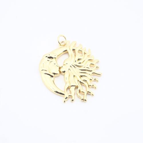 Bijoux pendentifs en laiton, Placage, DIY, Or, protéger l'environnement, sans nickel, plomb et cadmium, 30x25x2mm, Vendu par PC