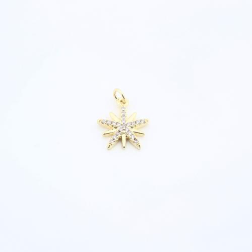 Cubic Zirconia Micro Pave Brass Pendant Eight Point Star plated DIY & micro pave cubic zirconia nickel lead & cadmium free Sold By PC