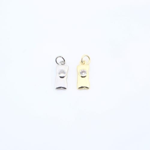 Kubické zirkonie Mikro dláždí mosaz s přívěskem, Abecední písmeno, DIY & micro vydláždit kubické zirkony, více barev na výběr, nikl, olovo a kadmium zdarma, 12x5x2mm, Prodáno By PC