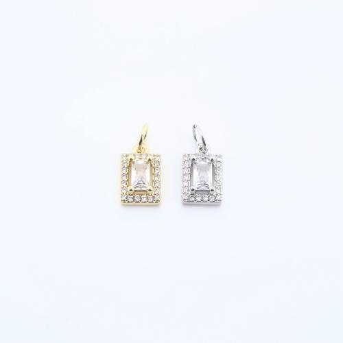 Kubické zirkonie Mikro dláždí mosaz s přívěskem, Náměstí, DIY & micro vydláždit kubické zirkony, více barev na výběr, nikl, olovo a kadmium zdarma, 11x8x4mm, Prodáno By PC