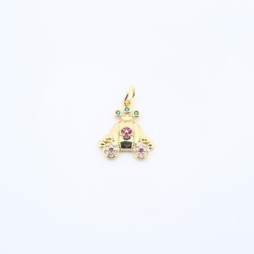 Cubic Zirconia Micro Pave Brass Pendant Car plated DIY & micro pave cubic zirconia golden nickel lead & cadmium free Sold By PC