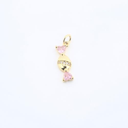 Cilindrata Zircone micro pavimenta il pendente di ottone, Caramella, placcato, DIY & Micro spianare cubic zirconia, nessuno, assenza di nichel,piombo&cadmio, 18x7x3mm, Venduto da PC