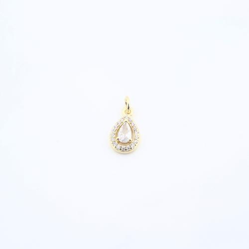 Cubic Zirconia Micro Pave Brass Pendant Teardrop plated DIY & micro pave cubic zirconia nickel lead & cadmium free Sold By PC