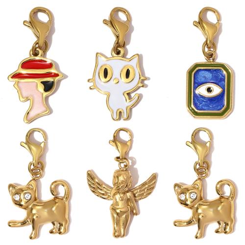 الفولاذ المقاوم للصدأ قلادة, 304 الفولاذ المقاوم للصدأ, مطلي, ديي & مينا & مع حجر الراين, المزيد من الألوان للاختيار, 3أجهزة الكمبيوتر/حقيبة, تباع بواسطة حقيبة