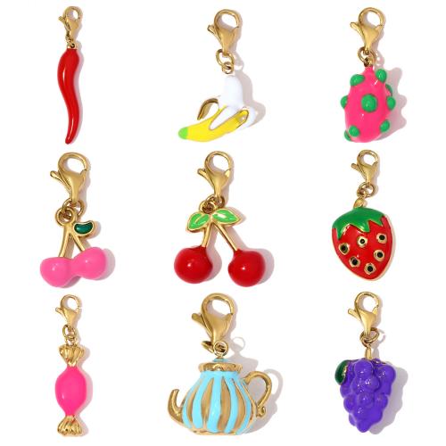 Rustfrit stål smykker Vedhæng, 304 rustfrit stål, forgyldt, du kan DIY & emalje, flere farver til valg, 3pc'er/Bag, Solgt af Bag